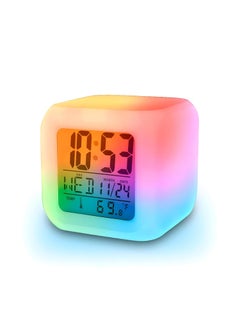 Hemshail Automatic Colour Changing LED Digital Alarm Clock with Date Time Temperature Display Small Size 9cm x 9cm x 9cm