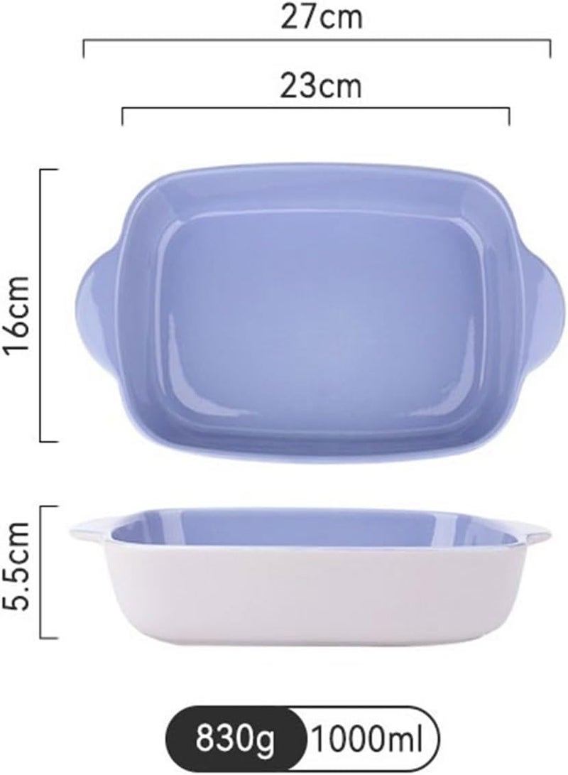 Baking Dish Baking Pan Cheese Baked Rice Bowl Oven Special Plate Rectangular Baking Bowl Vegetable Plate Bivalve Plate Ceramic Plate Oven Dish(Green,9inches) - Image 2
