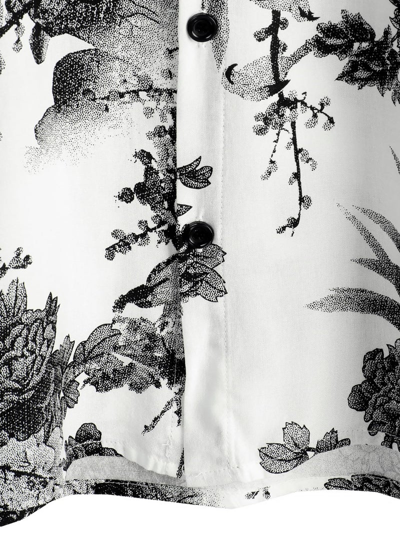 JOTOOK Mens Hawaiian Shirt Short Sleeve Button Down Tropical Shirts Casual Floral Summer Beach Shirt Small White - Image 5