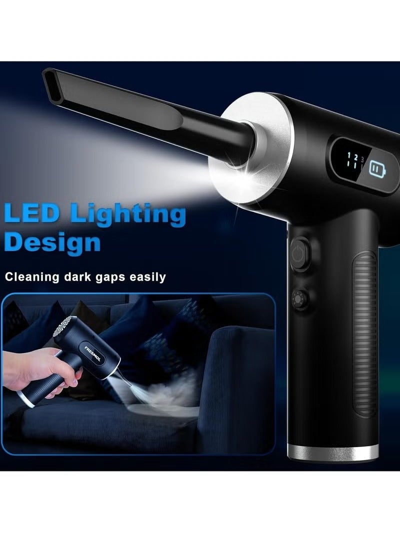 Generic Compressed Air Duster-3 Gear Adjustable 50000RPM Electric Air Duster with LED Light, Portable Vacuum Cleaner Rechargeable Cordless Air Blower for Keyboard Electric Devices Cleaning  - Image 4