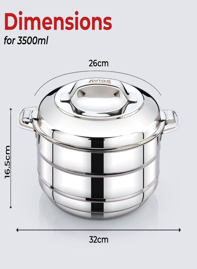 AVIAS Astra Plus Stainless Steel 3500ml Casserole | Double Walled PUF Insulated Roti & Chapati Hot Box for kitchen | Hot case for Rice & Gravy | 3.5L - Image 4