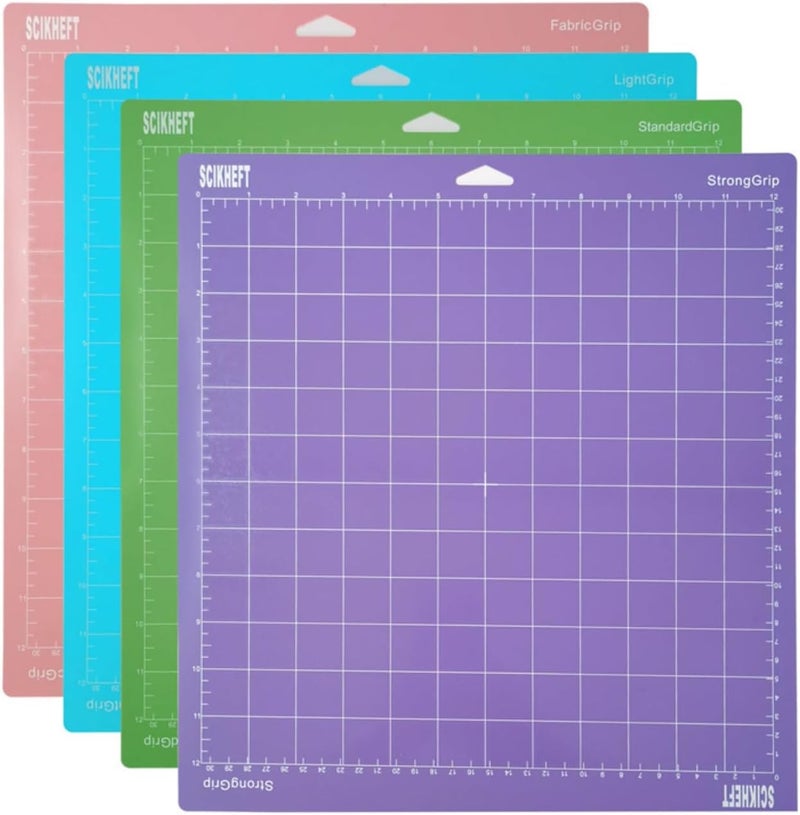 SCIKHEFT 12x12 Inch Cutting Mats for Cricut Maker 4/Explore 4/Maker 3/Explore 3/Explore Air 2 Adhesive Sticky Non-Slip Durable Mat Cut Mats Replacement Accessories (Green+Purple+Pink+Blue) - Image 1