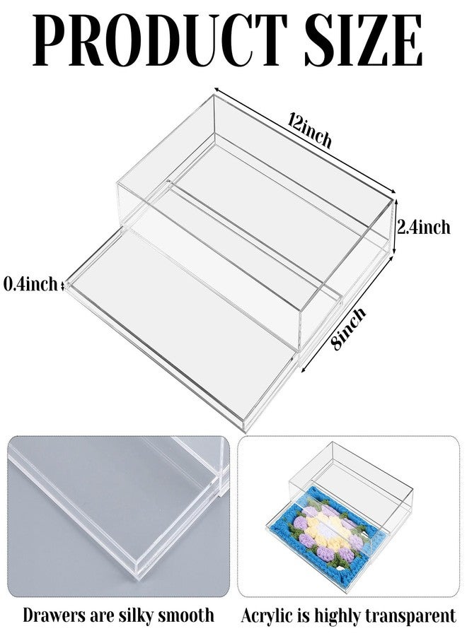 AceOrbit Acrylic Needlepoint Tray 8" x 12" Large Acrylic Tray with Insert Drawer for Customizable Photos Artwork Fabric Clarity or Messages Display Plastic Drawer Organizer for Vanity Bathroom Kitchen - Image 2