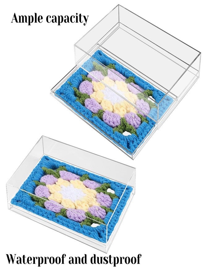 AceOrbit Acrylic Needlepoint Tray 8" x 12" Large Acrylic Tray with Insert Drawer for Customizable Photos Artwork Fabric Clarity or Messages Display Plastic Drawer Organizer for Vanity Bathroom Kitchen - Image 4