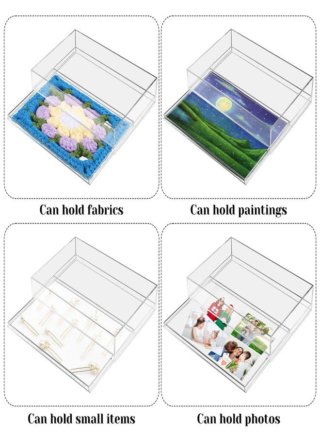 AceOrbit Acrylic Needlepoint Tray 8" x 12" Large Acrylic Tray with Insert Drawer for Customizable Photos Artwork Fabric Clarity or Messages Display Plastic Drawer Organizer for Vanity Bathroom Kitchen - Image 3