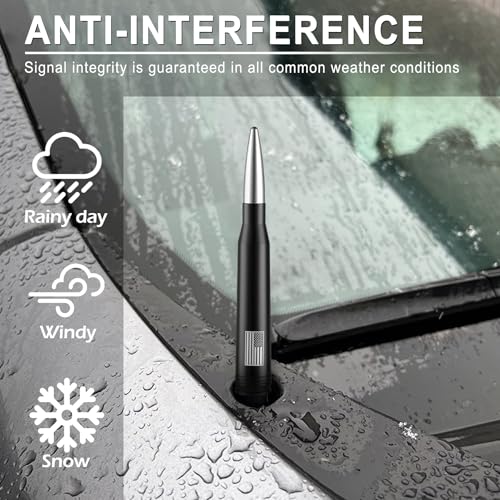 BJSIA American Flag Antenna for Truck with Valve Stem Caps - Universal Compatible with Ford, Dodge, Chevrolet, GMC, Jeep, Toyota Truck Car Accessories, Heavy Duty Pickup Trucks Accessories - Silver - Image 4