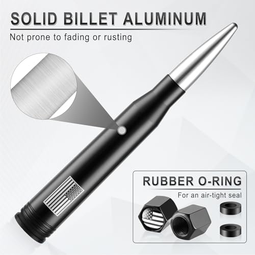BJSIA American Flag Antenna for Truck with Valve Stem Caps - Universal Compatible with Ford, Dodge, Chevrolet, GMC, Jeep, Toyota Truck Car Accessories, Heavy Duty Pickup Trucks Accessories - Silver - Image 5