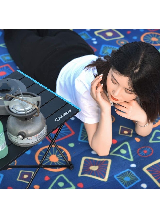 Aoutacc Portable Folding Camping Table, Lightweight Foldable Camp Table Collapsible Aluminum Hard-Topped Table Top with Carry Bag for Picnic Cooking Camping Beach Festival (Black) - Image 2