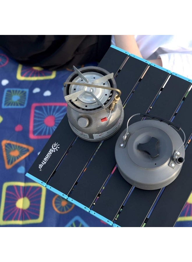 Aoutacc Portable Folding Camping Table, Lightweight Foldable Camp Table Collapsible Aluminum Hard-Topped Table Top with Carry Bag for Picnic Cooking Camping Beach Festival (Black) - Image 3