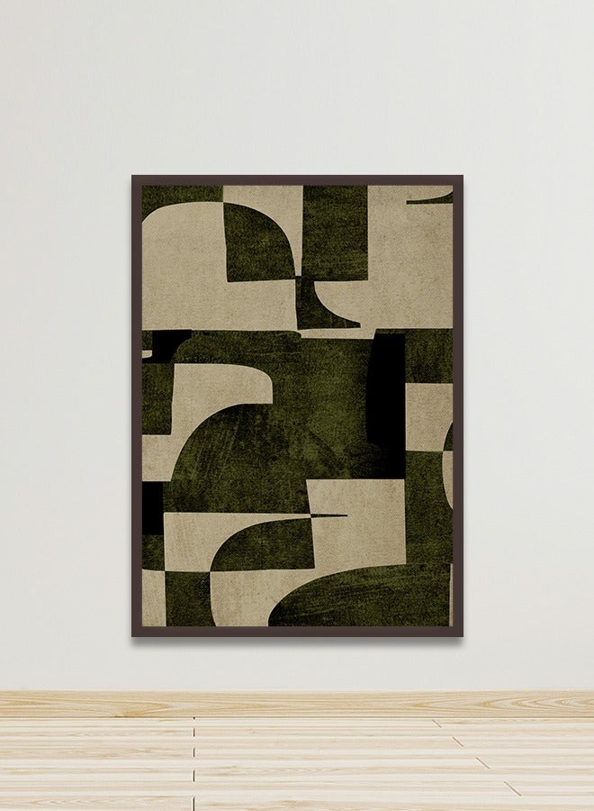 ماركتنا لوحة جدارية قماشية فنية لتزيين الحائط بتصميم تجريدي مع برواز بني مجوف مقاس 120x80سم قطعة واحدة - Image 1