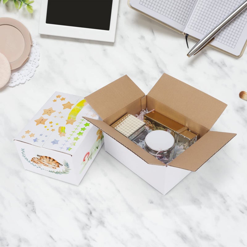 SPEPLA 40 Pack Small Shipping Boxes 8x6x4 Inches, White Corrugated Cardboard Mailing Box for Shipping, Packing, Business - Image 3