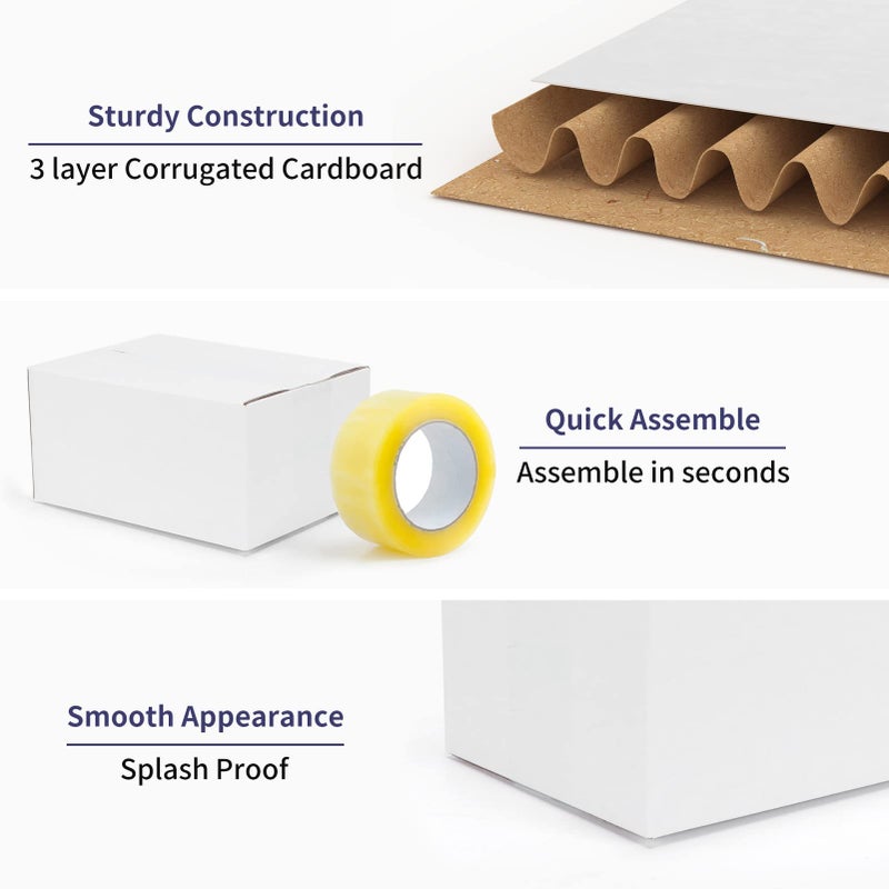 SPEPLA 40 Pack Small Shipping Boxes 8x6x4 Inches, White Corrugated Cardboard Mailing Box for Shipping, Packing, Business - Image 4