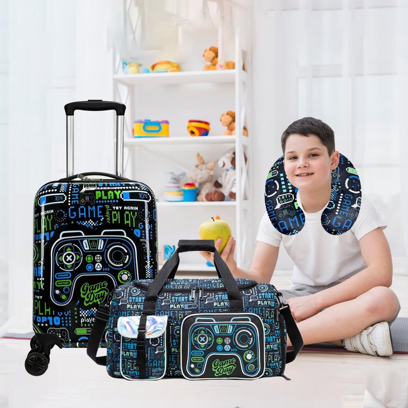 Inprof Kidâ€™s Luggage Set 3 Piece Suitcase Set 16â€™â€™ Hardside Luggage with Spinner Wheels Girls Boys Carry on Toddler Travel Rolling Suitcase Airline Approved - Image 5