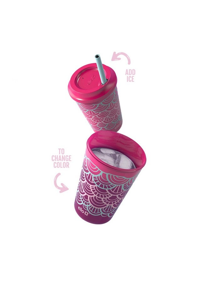 Ello Kids Plastic Reusable Color Changing Cups with Twist on Splash-Proof Lids and Straw, BPA Free, Dishwasher Safe, 12oz, Fruit Pop, 4 Pack - Image 4