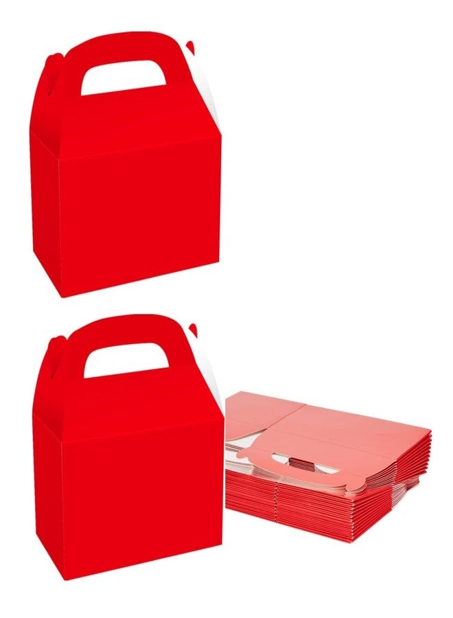 KUPOO 24pcs Cardboard Gable Boxes with Handles - Multi-Occasion Gift Boxes for Halloween, Christmas, Thanksgiving, Birthday, Wedding, Baby Shower (Red, Pack of 24, 6.3" x 3.7" x 3.7" - Image 1