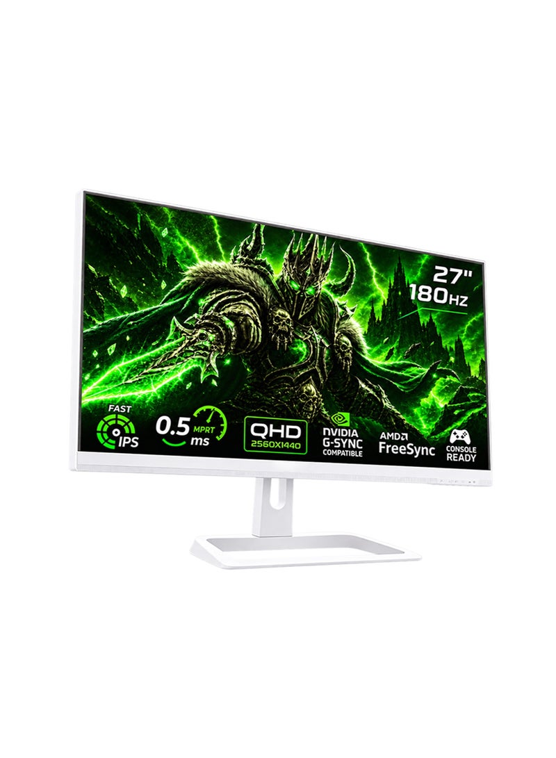 عرب جيمرز حزمة كمبيوتر ألعاب متكاملة بمعالج Intel Core i5-12400F، بطاقة رسومات NVIDIA GeForce RTX 5060 Ti 8GB، ذاكرة وصول عشوائي 16GB، قرص صلب 1TB NVMe SSD، شاشة QHD 180Hz بحجم 27 بوصة، لوحة مفاتيح وماوس وسماعة رأس، ويندوز 11 برو، أبيض - Image 3