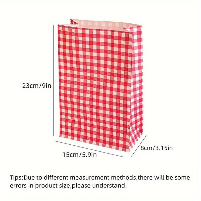 Purple Checkered Gift Bags Flat Bottom Packaging Desktop Storage 50 Stickers - Image 3