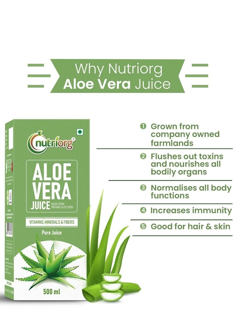 nutriorg Nutriorg Amla and Aloe Vera Juice 1000ml (Pack of 2 500ml each) Organically Grown| Immunity Booster  - Image 3