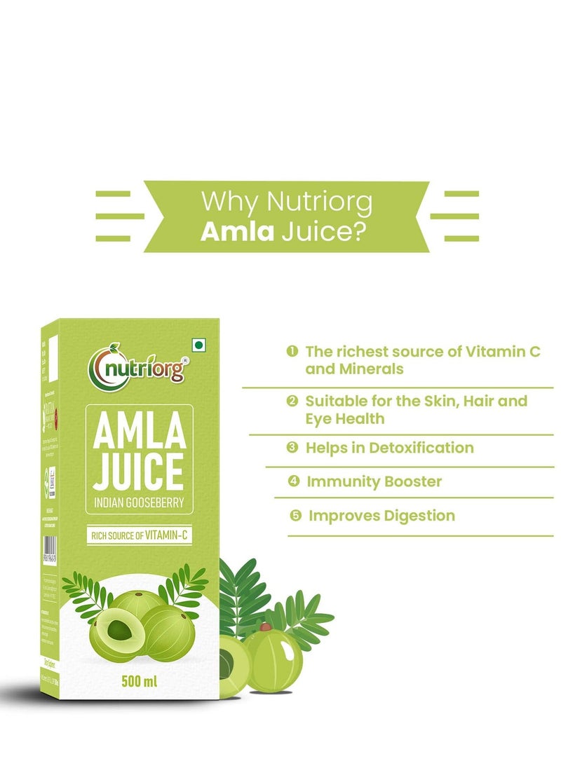 nutriorg Nutriorg Amla and Aloe Vera Juice 1000ml (Pack of 2 500ml each) Organically Grown| Immunity Booster  - Image 4