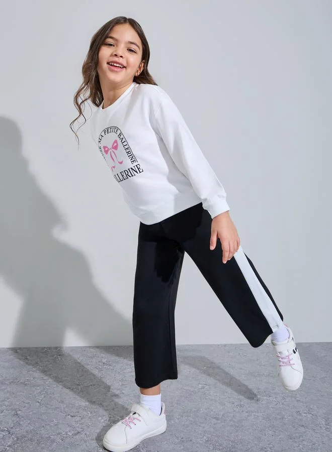 Styli Girls Graphic Sweatshirt and Side-Stripe Joggers Set