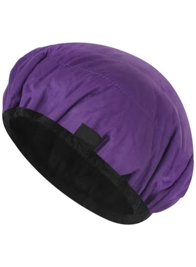 عام قبعة التدفئة اللاسلكية والآمنة للاستخدام في الميكروويف للعناية العميقة بالشعر، مصنوعة من 100٪ قطن طبيعي مع بذور الكتان للحفاظ على درجة الحرارة العالية لفترة أطول. - Image 1