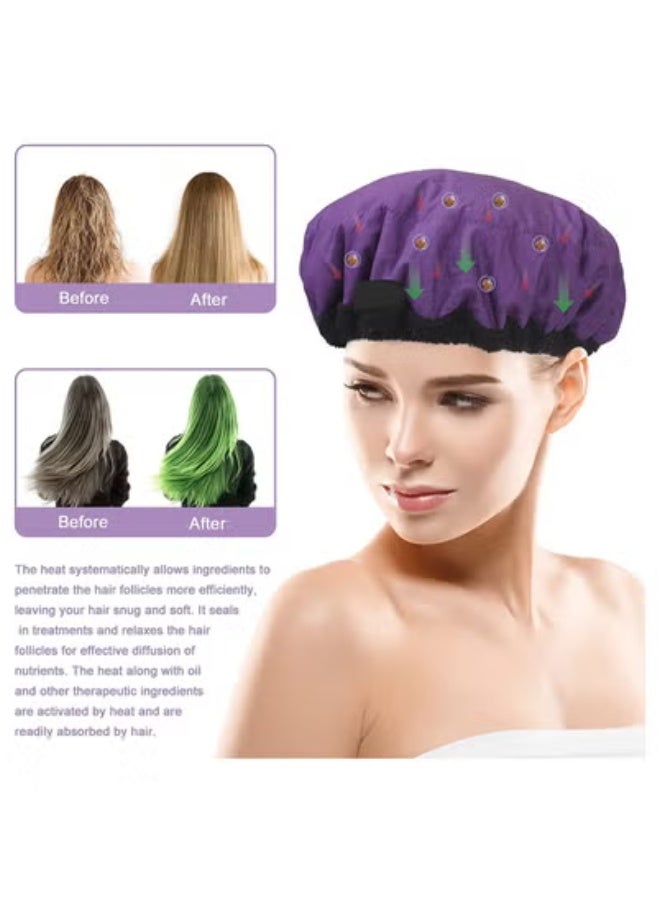 عام قبعة التدفئة اللاسلكية والآمنة للاستخدام في الميكروويف للعناية العميقة بالشعر، مصنوعة من 100٪ قطن طبيعي مع بذور الكتان للحفاظ على درجة الحرارة العالية لفترة أطول. - Image 4