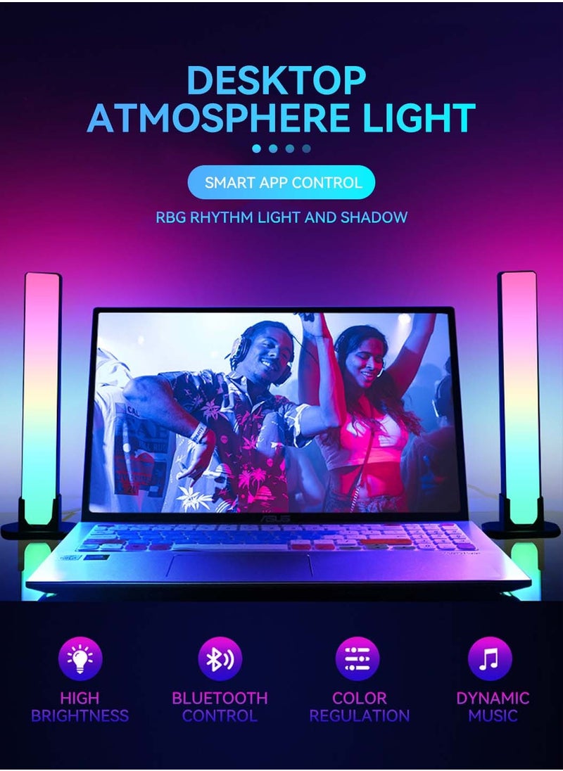 LEOKOR - 2 Pcs Smart LED Light Bar, RGB Smart LED Light Bar with Scene Modes and Music Modes, Gaming Lights, Color LED TV Backlight with Smart App Control, Ambient Mood Light for PC, Game,TV, Room - Image 1