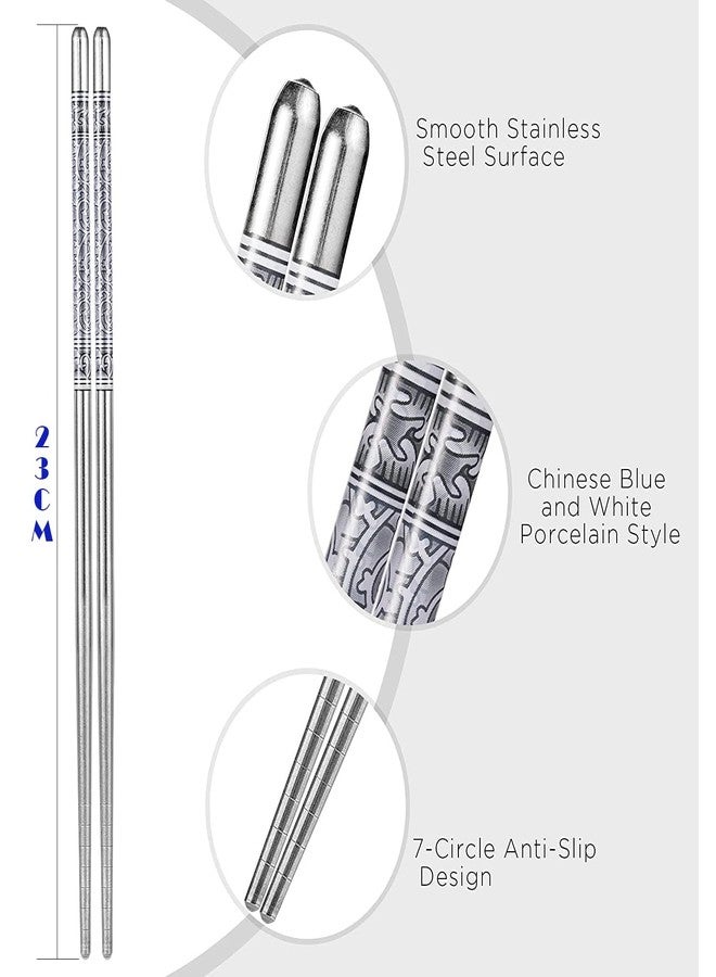 Gra8 5 Pairs Reusable- Metal Stainless Steel Chopsticks Dishwasher Safe Lightweight Easy to Use Metal Chop Stick Utensils (5- Pair ) - Image 3