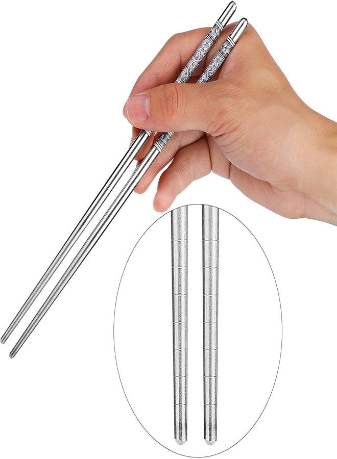 Gra8 5 Pairs Reusable- Metal Stainless Steel Chopsticks Dishwasher Safe Lightweight Easy to Use Metal Chop Stick Utensils (5- Pair ) - Image 4