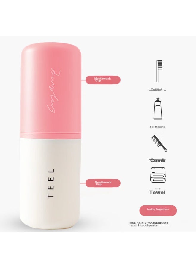 Jajalin Travel Toiletry Cup Set With 2 Detachable Toothbrush Cups, Creative Simple Toothbrush Holder Box For Travel, Pink - Image 3