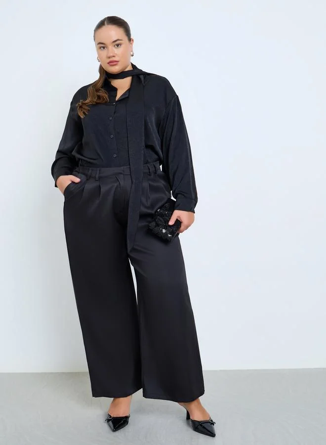 ستايلي بنطال بأرجل واسعة مقاس كبير