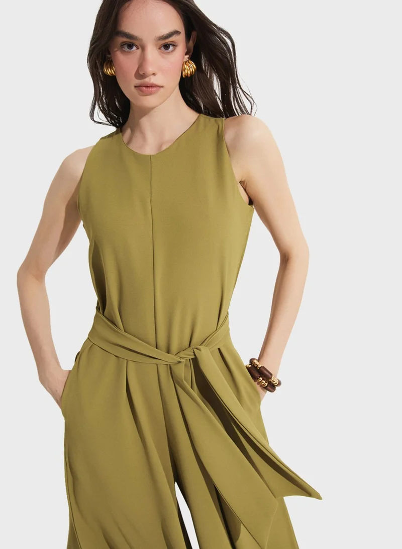 جون Wide Leg Belted Jumpsuit