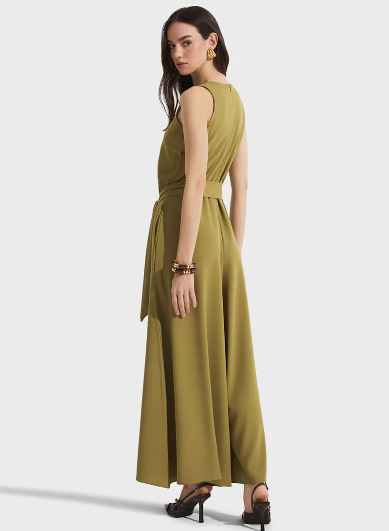جون Wide Leg Belted Jumpsuit