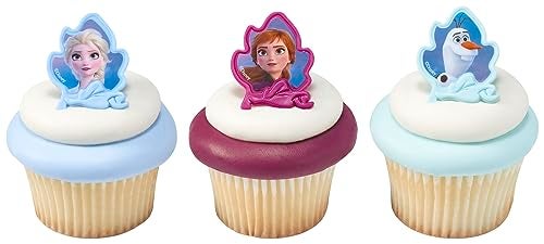 DecoPac Frozen II Rings, Cupcake Decorations Featuring Elsa, Anna, And Olaf For Birthday And Christmas Celebrations - 24 Pack - Image 1