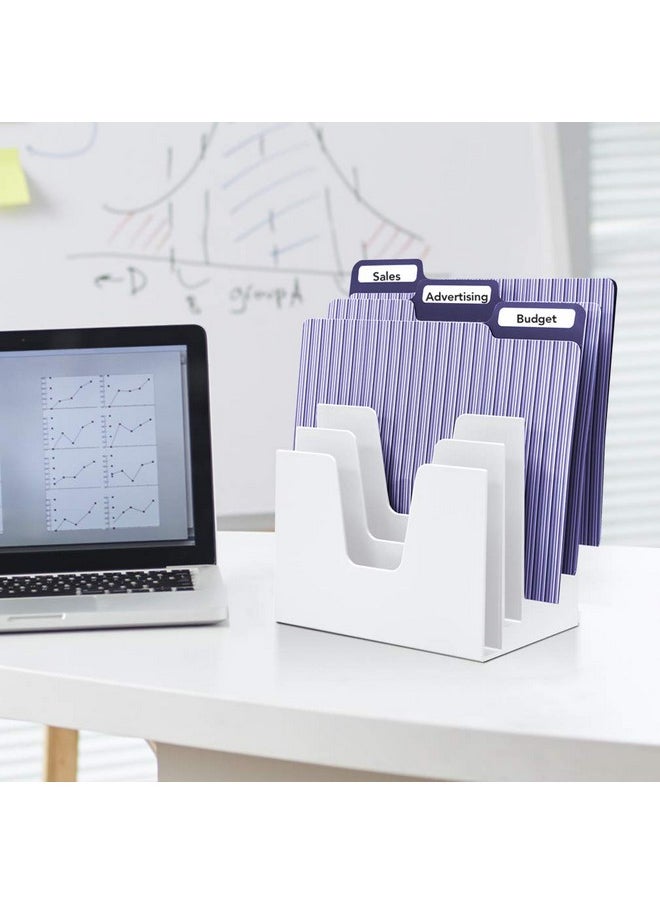 Acrimet Incline Desk File Sorter Step 5 Sections Heavy Duty (White Color)  - Image 2