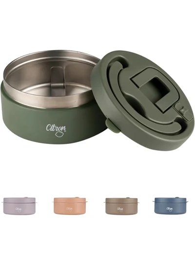 Citron Vacuum Insulated Food Jar For Kids And Adults, Bpa Free Food Thermos, Travel Hot Food Container - 400 Ml Green