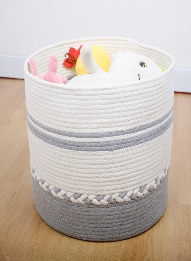 HOME FIESTA THE FIRST HOME DECOR Storage Basket with Lid, Cotton Rope Storage Baskets, Laundry Hamper, Toy Bin, for Toys Towels Blankets Storage in Living Room Baby Nursery (LD3) - Image 4