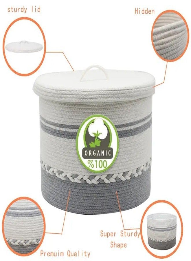 HOME FIESTA THE FIRST HOME DECOR Storage Basket with Lid, Cotton Rope Storage Baskets, Laundry Hamper, Toy Bin, for Toys Towels Blankets Storage in Living Room Baby Nursery (LD3) - Image 3