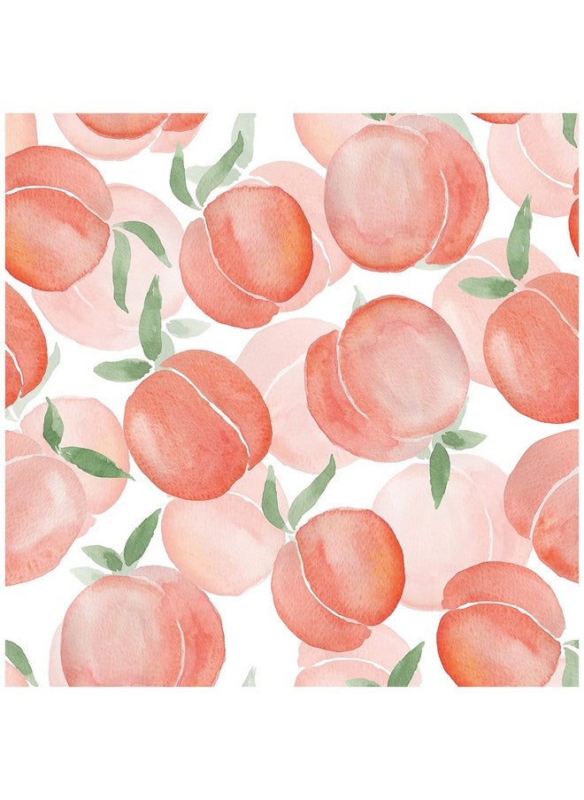 HAOKHOME 93084 Watercolor Peach Peel And Stick Wallpaper Pink/Green/White Removable For Kithen Cabinet Shelf Liner Decorations 17.7In X 118In  - Image 1