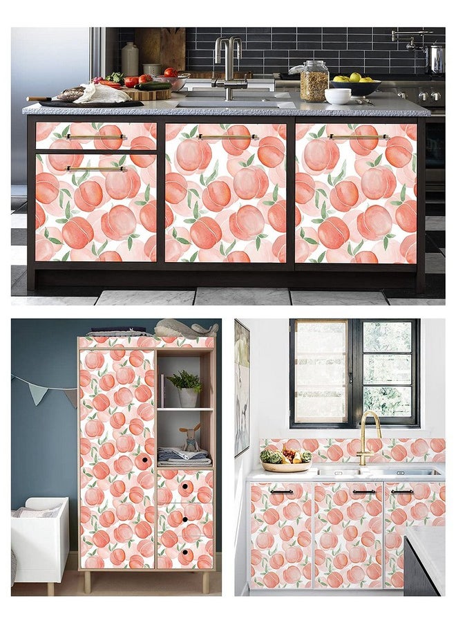 HAOKHOME 93084 Watercolor Peach Peel And Stick Wallpaper Pink/Green/White Removable For Kithen Cabinet Shelf Liner Decorations 17.7In X 118In  - Image 5