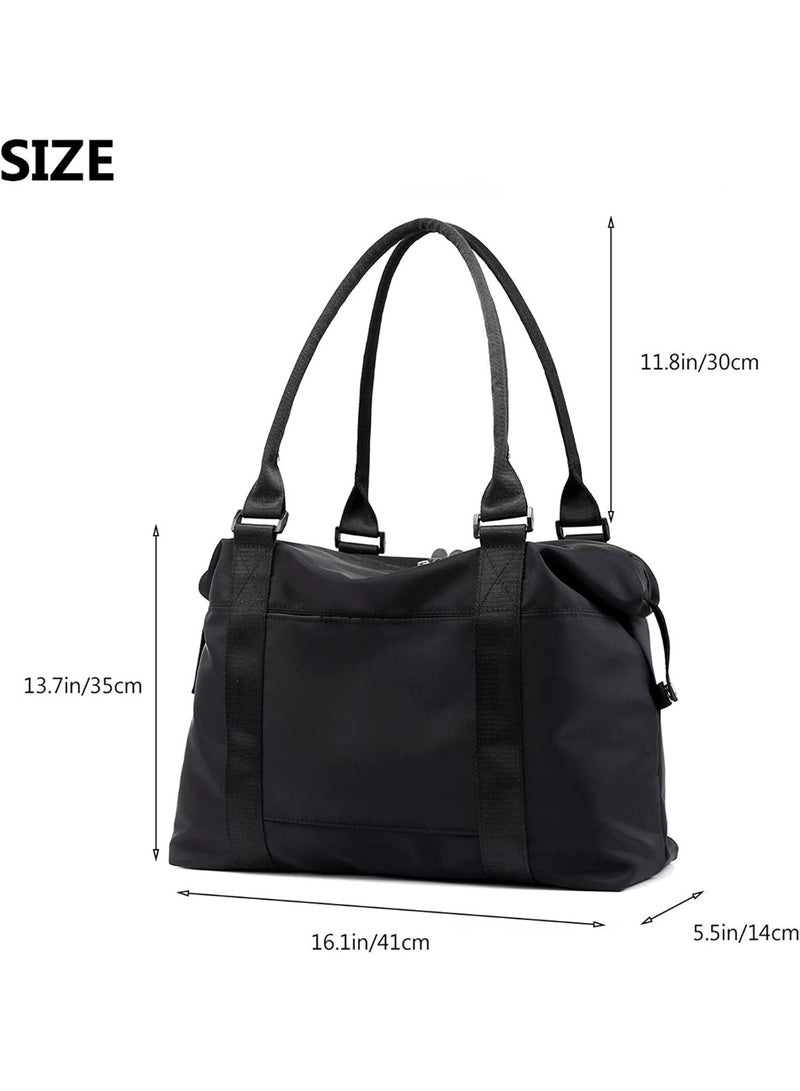 Travel Duffle Bag, Sports Gym Tote Bag for Women, Carry on Luggage Bag for Airplanes, Lightweight Weekender Overnight Shoulder Bag Waterproof Beach Hospital Bag With Trolley Sleeve (Black) - Image 2