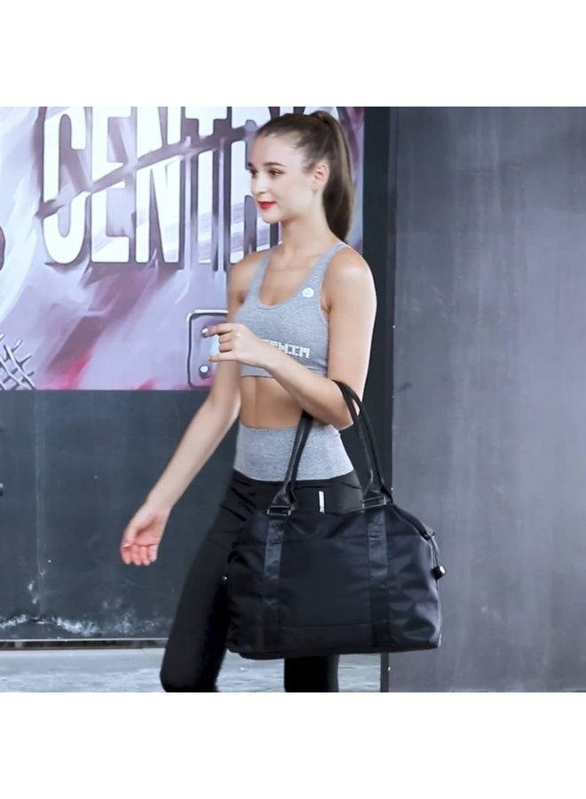 Travel Duffle Bag, Sports Gym Tote Bag for Women, Carry on Luggage Bag for Airplanes, Lightweight Weekender Overnight Shoulder Bag Waterproof Beach Hospital Bag With Trolley Sleeve (Black) - Image 4