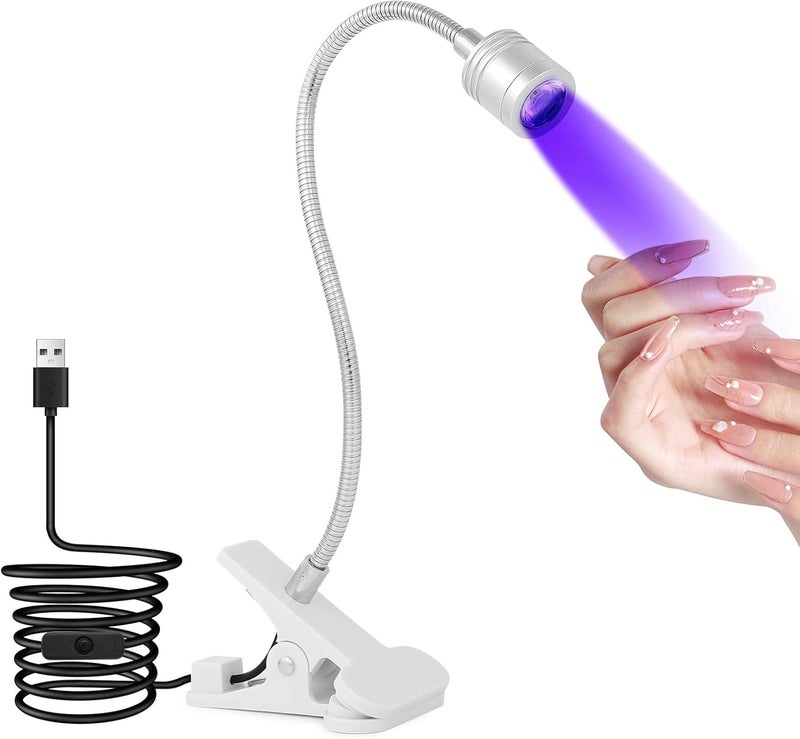 Local market compliant trusted quality AiQInu UV Lamp Nails, LED Lamp for Gel Nails, 3W Rotatable Nail Lamp with USB and Safety Clip, for Gel Nail Polish, Salon, DIY (Silver) Cross product compatible - Image 1