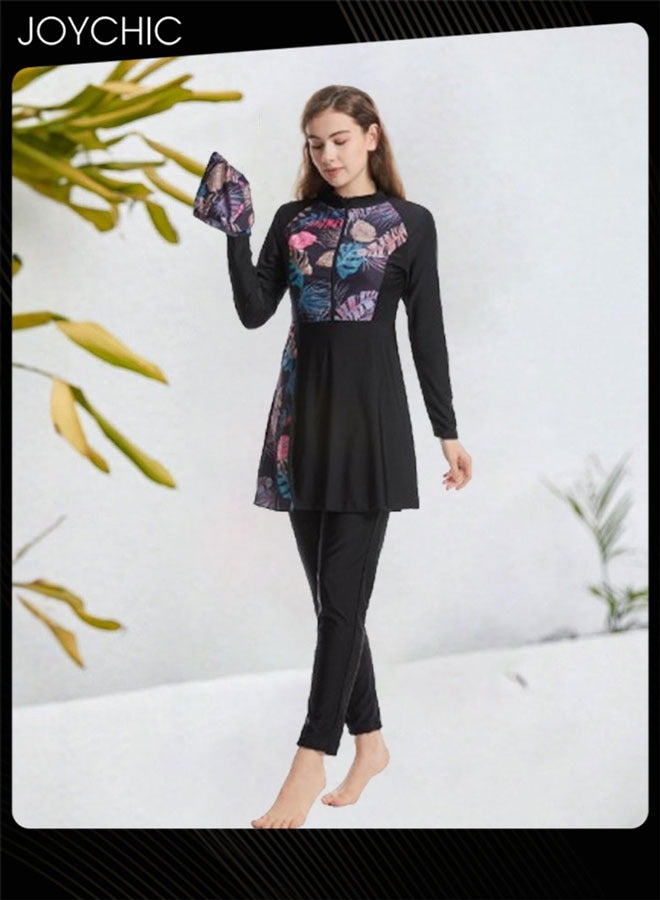 Joychic 3 Piece Muslim Women Summer Conservative Swimsuit Modest Long-sleeved Sun Protection and Quick-drying Breathable Swimwear Beach Wear - Image 2