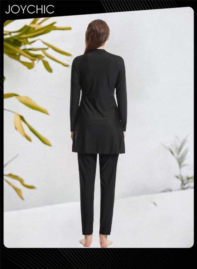 Joychic 3 Piece Muslim Women Summer Conservative Swimsuit Modest Long-sleeved Sun Protection and Quick-drying Breathable Swimwear Beach Wear - Image 4