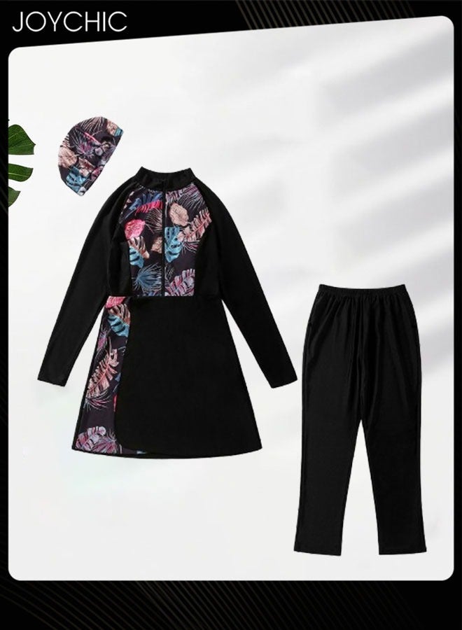 Joychic 3 Piece Muslim Women Summer Conservative Swimsuit Modest Long-sleeved Sun Protection and Quick-drying Breathable Swimwear Beach Wear - Image 5