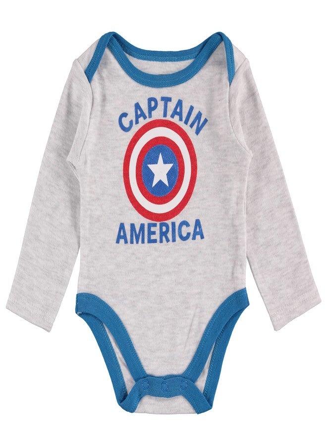 CAPTAIN AMERICA Marvel Baby Boys Clothing 3-Piece Set with Baby Bodysuit, Pants, and Hat - Newborn Boy Outfits (Grey/Blue/Red, 0-3 Months) - Image 2