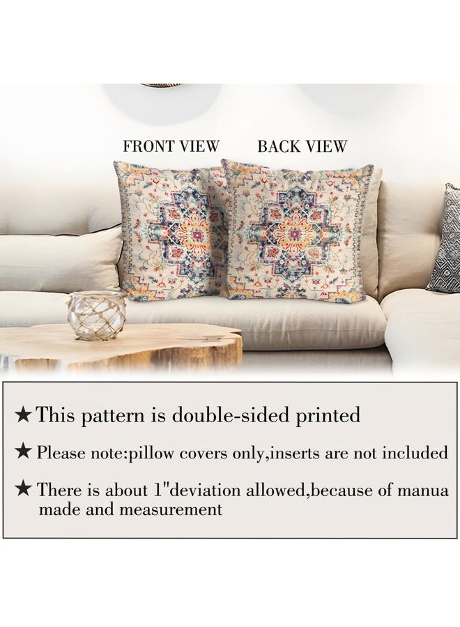 BUAEL Boho Throw Pillow Covers 18x18 inch Set of 2,Bohemian Vintage Carpet Pattern Antique Ethnic Decor Double Sided Pattern Cushion Cover Soft Pillow Case Living Sofa Room Bed Square Pillow Cover - Image 3