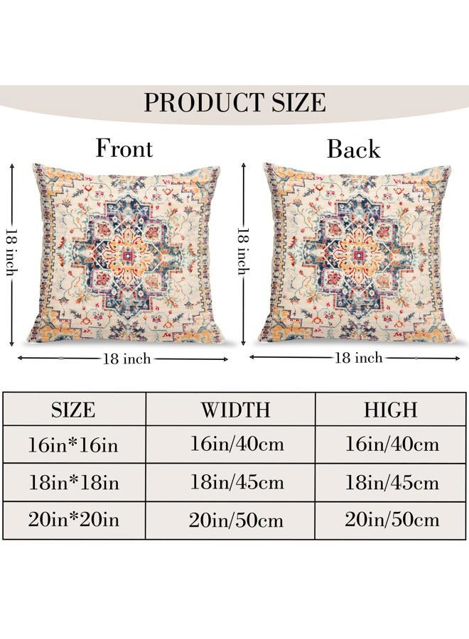 BUAEL Boho Throw Pillow Covers 18x18 inch Set of 2,Bohemian Vintage Carpet Pattern Antique Ethnic Decor Double Sided Pattern Cushion Cover Soft Pillow Case Living Sofa Room Bed Square Pillow Cover - Image 2