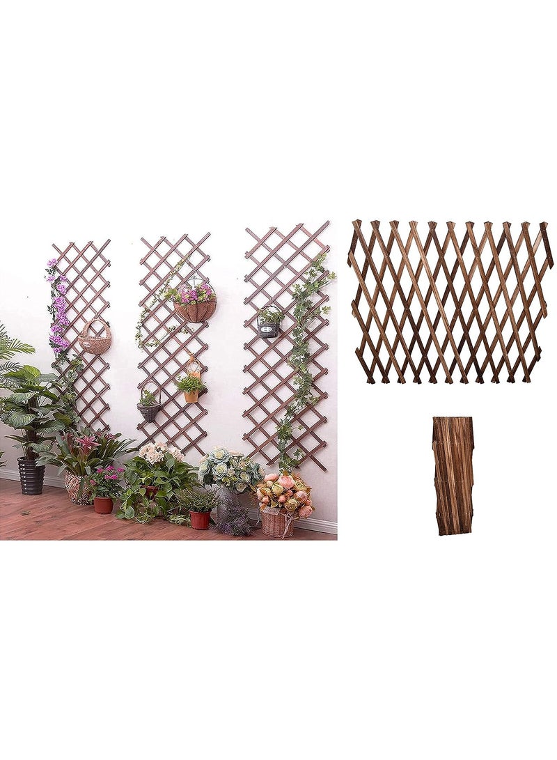 LINGWEI Wooden Trellis Fence Wall Hanging Wooden Lattice Fence Brown 115x105cm - Image 4
